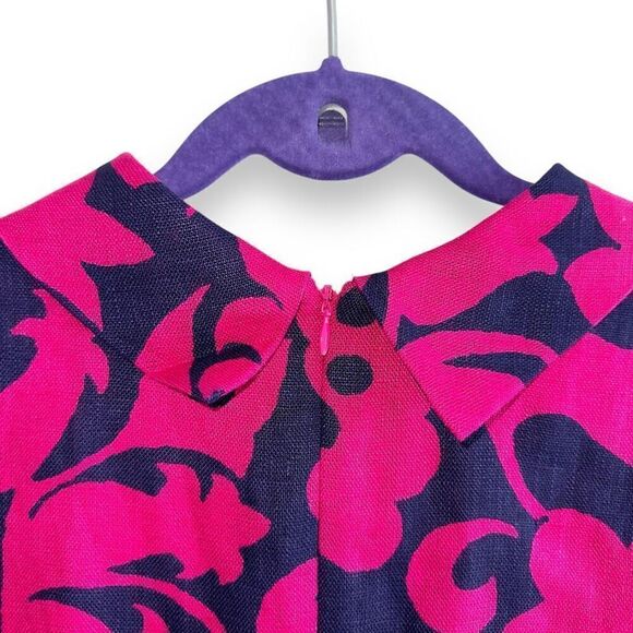 NWT Talbots 100% Linen Pink & Navy Cap Sleeve Dress Sz 8 - Picture 10 of 10